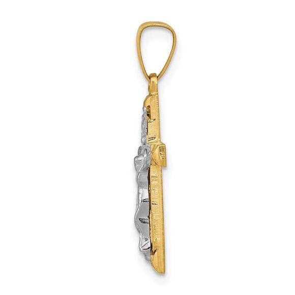 Kazi Luxury 14k Two-tone INRI Hollow Crucifix Pendant
